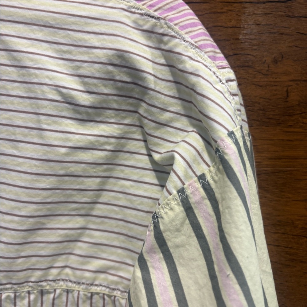 Anthropologie Striped Drawstring Button-Front Blouse. Size M (can fit up to XL) - Picture 9 of 10